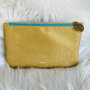 IPSY | BRAND NEW | Stay Golden |Blue Interior & Gold Colored Glam Bag (BAG ONLY)